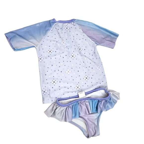 Disney Frozen 2 Piece Swim Rashguard and Bottom Set Ruffle - Picture 5 of 8